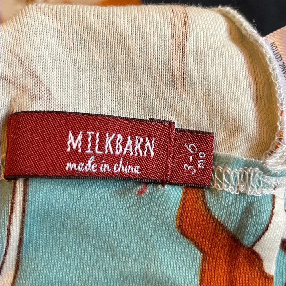 Milkbarn Orange and Blue Animal Print Bib and Hat Set